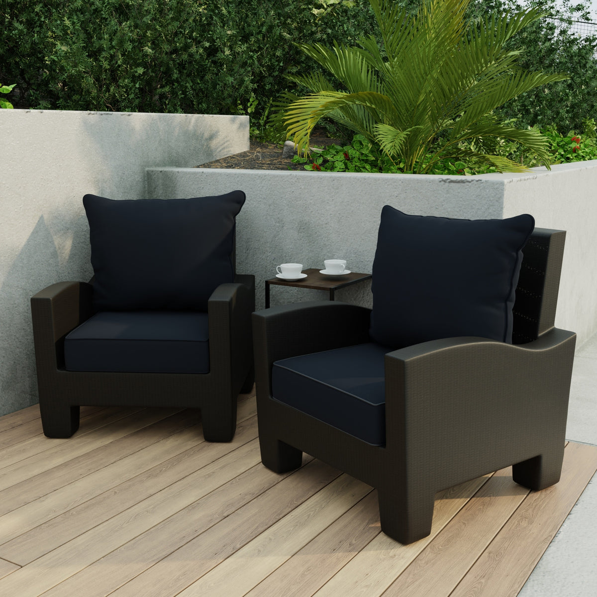 24" x 47" Navy Solid Outdoor Deep Seat Cushion Set with Welt - 46.5''