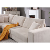 Deep Seat Corduroy Sectional Sofa, Oversized Modular Set