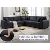Deep Seat Corduroy Sectional Sofa, Oversized Modular Set