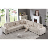 Deep Seat Corduroy Sectional Sofa, Oversized Modular Set