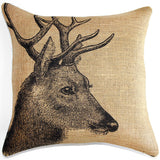 Deer Burlap 18 inch Throw Pillow