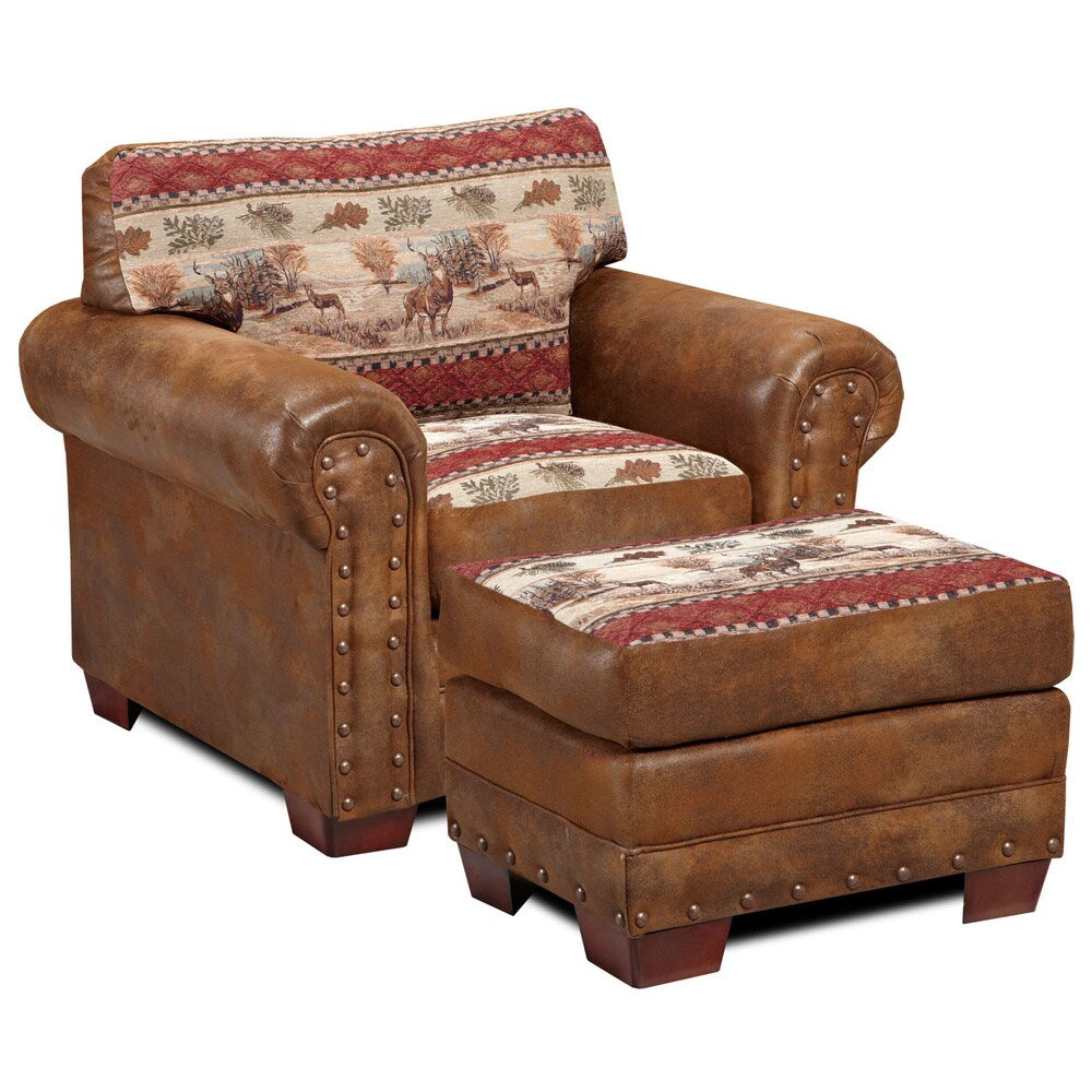 Deer Valley Lodge Brown Faux Leather 4-piece Sofa Set