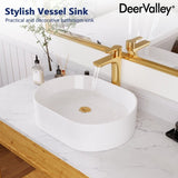 DeerValley 19" x 15'' White Ceramic Oval Vitreous China Vessel Bathroom Sink