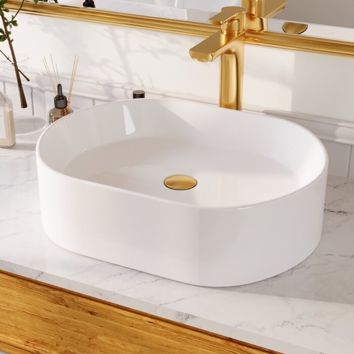DeerValley 19" x 15'' White Ceramic Oval Vitreous China Vessel Bathroom Sink
