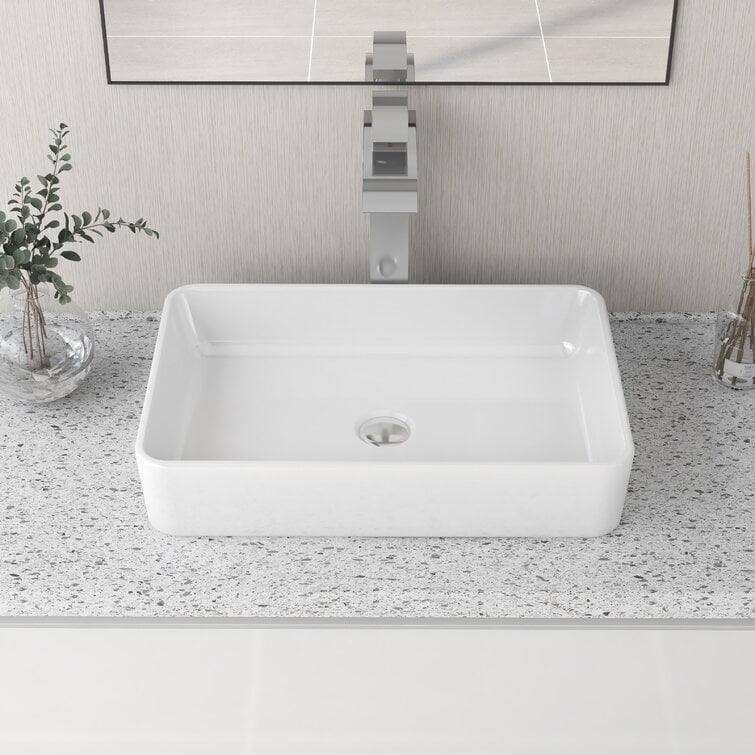 DeerValley Ally 20" x 13" Ceramic Rectangular Vessel Bathroom Sink