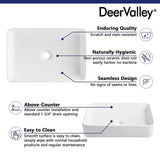 DeerValley Ally 20" x 13" Ceramic Rectangular Vessel Bathroom Sink