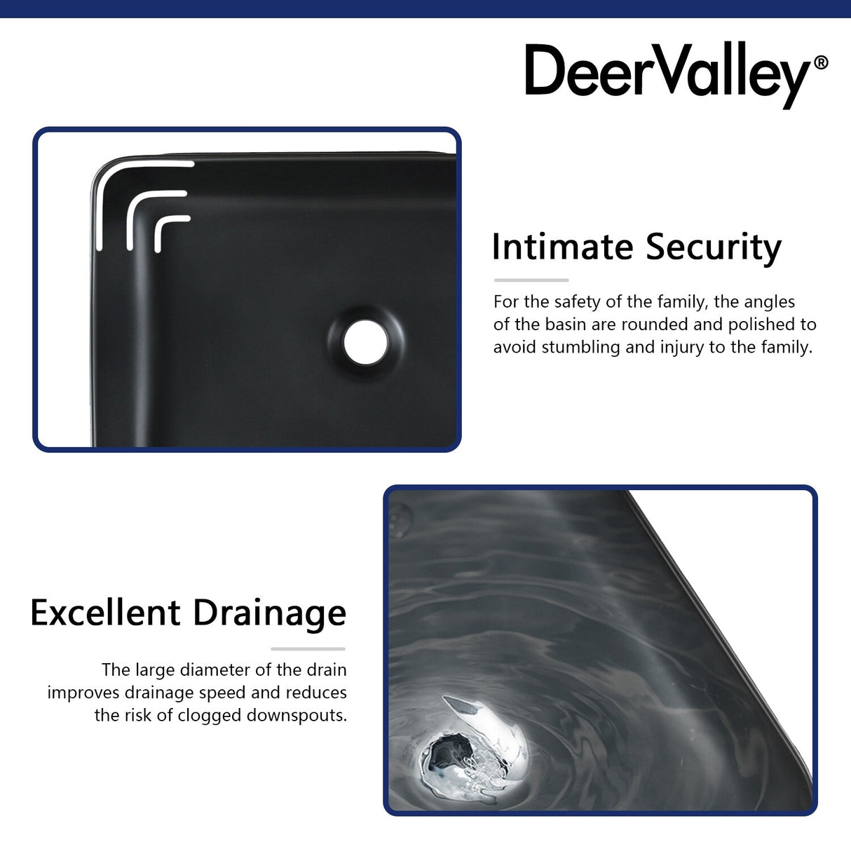 DeerValley Ally 20" x 13" Ceramic Rectangular Vessel Bathroom Sink