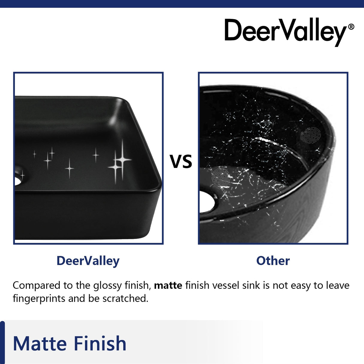 DeerValley Ally 20" x 13" Ceramic Rectangular Vessel Bathroom Sink