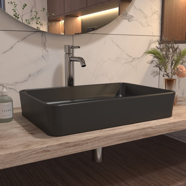 DeerValley Ally 20" x 13" Ceramic Rectangular Vessel Bathroom Sink