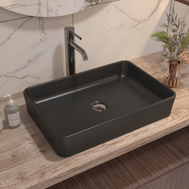 DeerValley Ally 20" x 13" Ceramic Rectangular Vessel Bathroom Sink