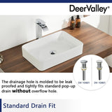 DeerValley Ally 20" x 13" Ceramic Rectangular Vessel Bathroom Sink