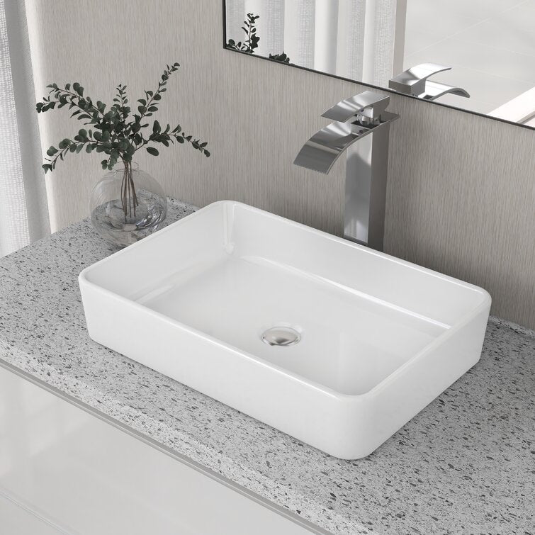 DeerValley Ally 20" x 13" Ceramic Rectangular Vessel Bathroom Sink