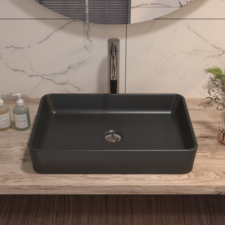 DeerValley Ally 20" x 13" Ceramic Rectangular Vessel Bathroom Sink