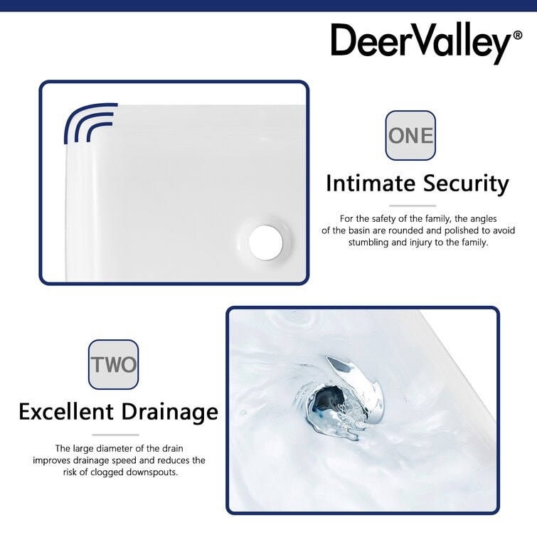 DeerValley Ally 20" x 13" Ceramic Rectangular Vessel Bathroom Sink