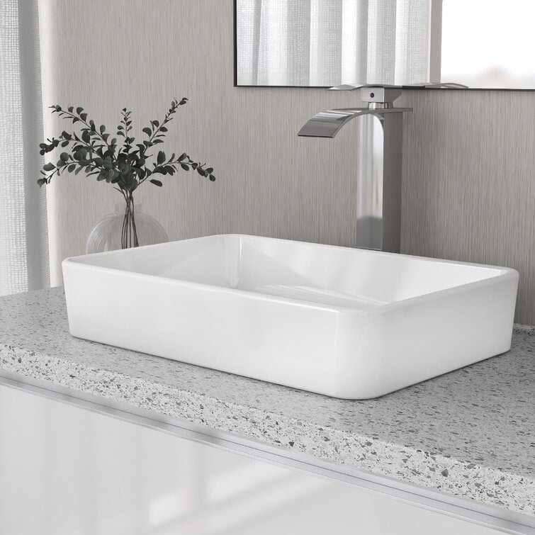 DeerValley Ally 20" x 13" Ceramic Rectangular Vessel Bathroom Sink