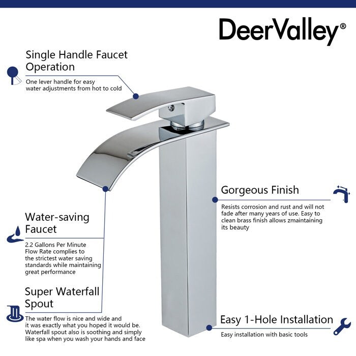 DeerValley Ally Vessel Sink Faucet Single-handle Bathroom Faucet with Drain Assembly