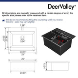 DeerValley Matte Black Undermount Drop-In Quartz Single Bowl Kitchen Sink with Accessories