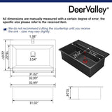 DeerValley Matte Black Undermount Drop-In Quartz Single Bowl Kitchen Sink with Accessories