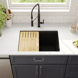 DeerValley Rectangular Undermount Quartz Classic Single Bowl Kitchen Sink with Accessories