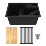 DeerValley Rectangular Undermount Quartz Classic Single Bowl Kitchen Sink with Accessories