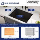 DeerValley Rectangular Undermount Quartz Classic Single Bowl Kitchen Sink with Accessories