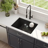 DeerValley Rectangular Undermount Quartz Classic Single Bowl Kitchen Sink with Accessories