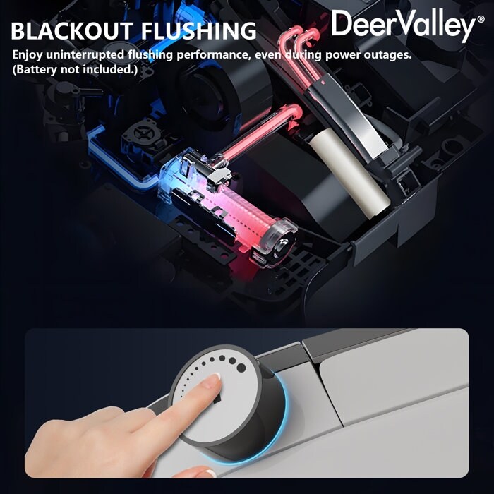 DeerValley Smart Elongated Toilet With Foot Kick Sensor Flush, Night Light, Warm Wash and Dryer, Standard - N/A