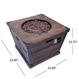 Delaney Outdoor 40,000 BTU 32-inch Propane Square Fire Pit with Lava Rocks by Christopher Knight Home