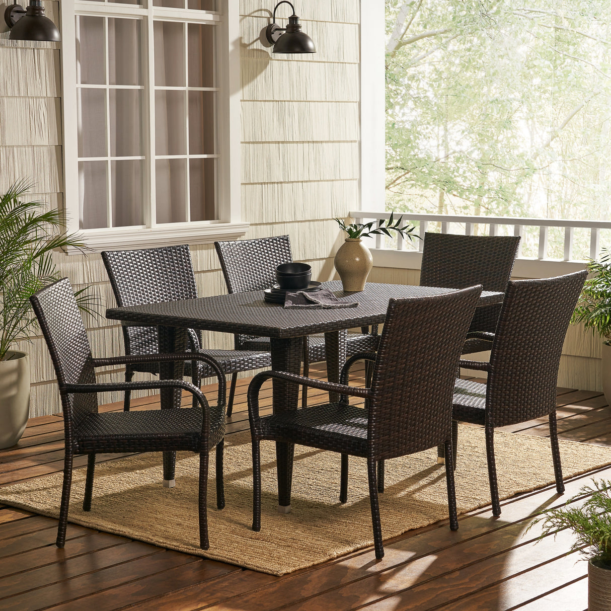 Delani 7-piece Outdoor Wicker Dining Set by Christopher Knight Home