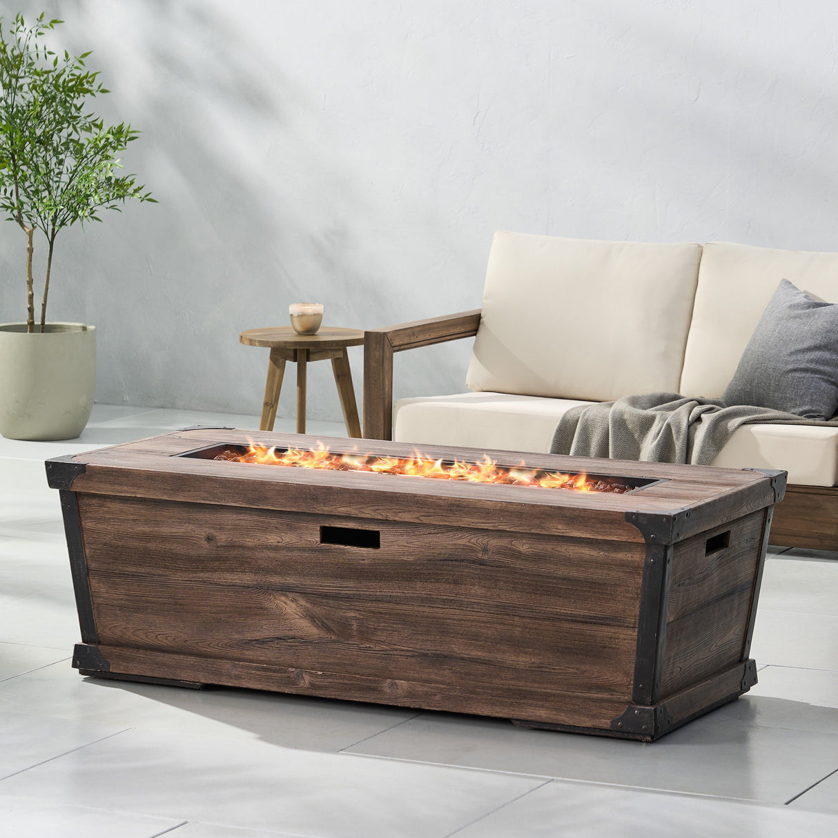 Delany Outdoor 50,000 BTU Lightweight Concrete Rectangular Fire Pit (No Tank Holder) by Christopher Knight Home