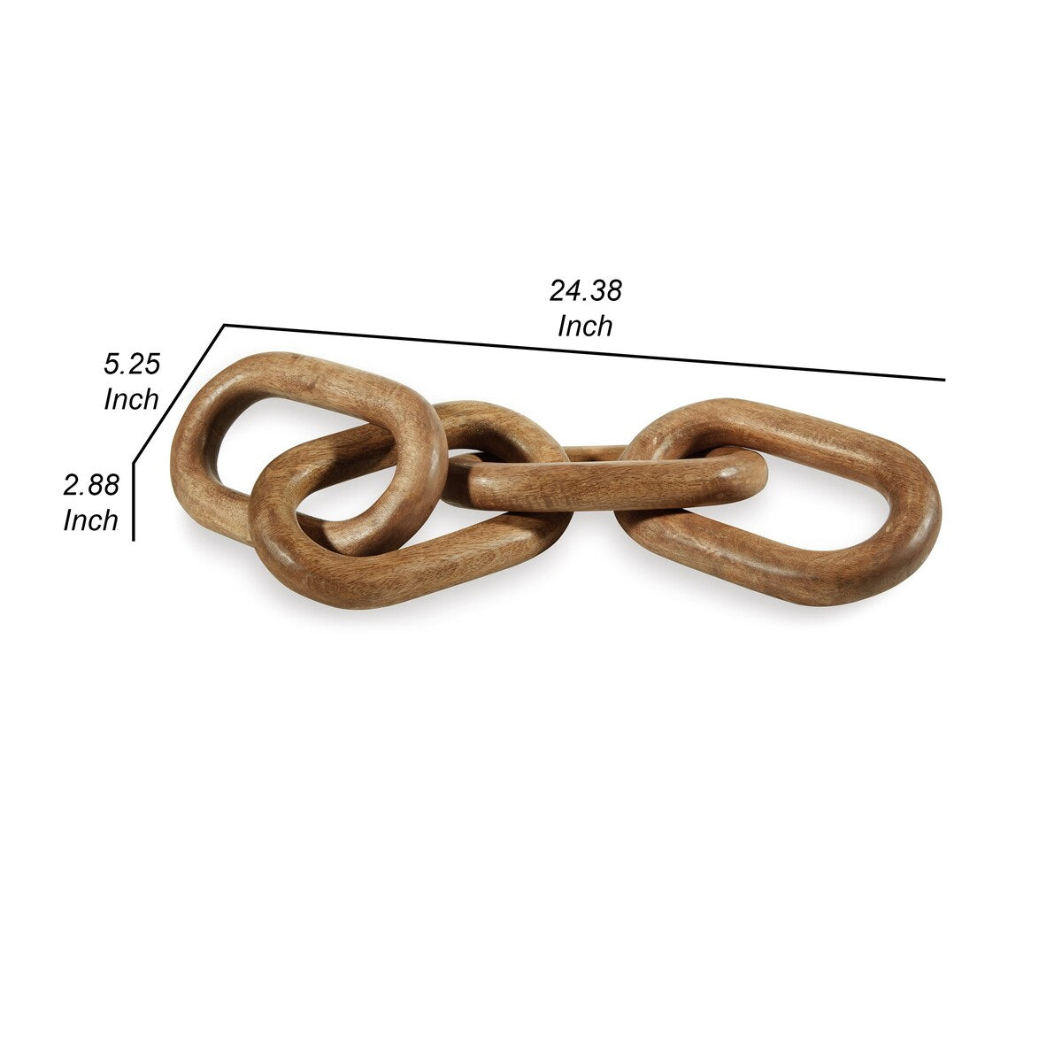 Delby Table Top Decor Sculpture, Wood Chain Link Design, Natural Brown Wood