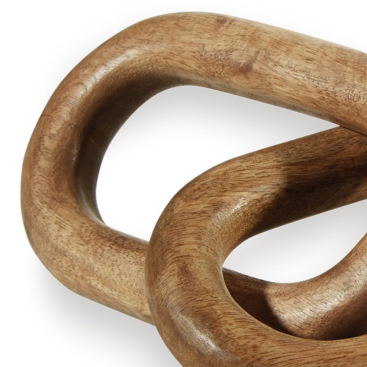 Delby Table Top Decor Sculpture, Wood Chain Link Design, Natural Brown Wood