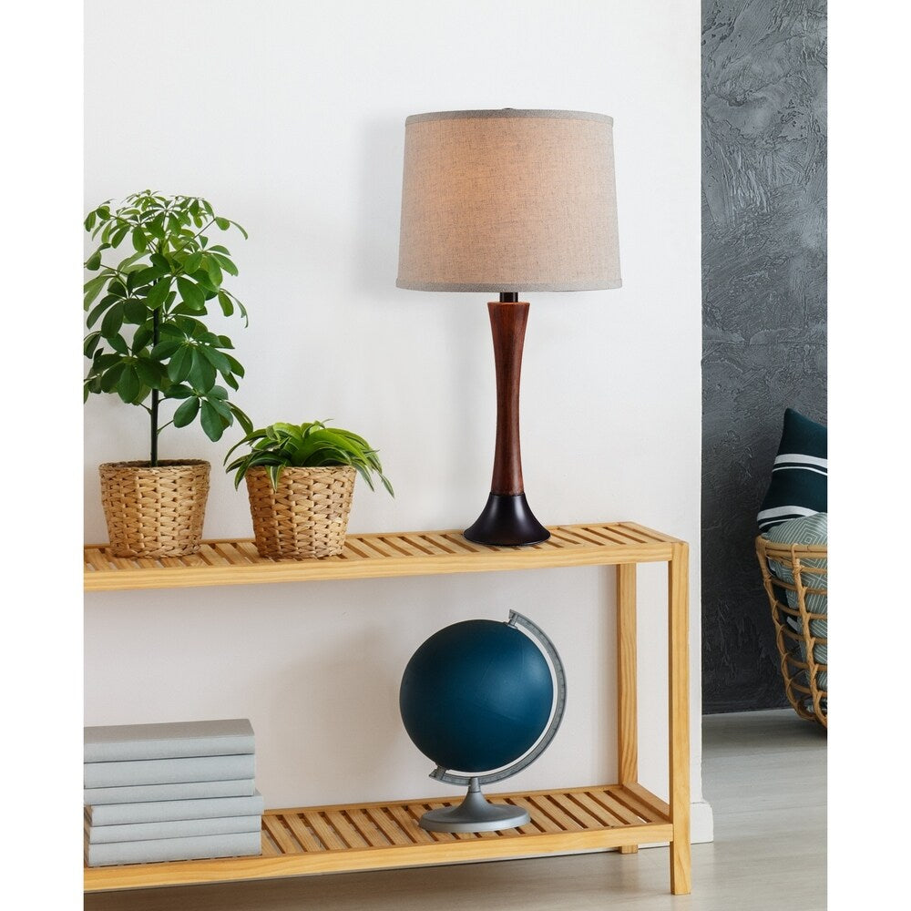 Delilah Mahogany Wood Grain and Oil Rubbed Bronze 24 Inch Accent Lamp