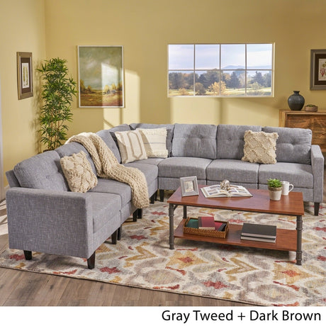 Delilah Mid-century 7-pc. Extended Sectional Sofa Set by Christopher Knight Home