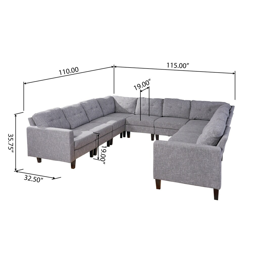 Delilah Mid Century Modern U-Shaped Sectional Sofa Set(Set 0f 10) by Christopher Knight Home