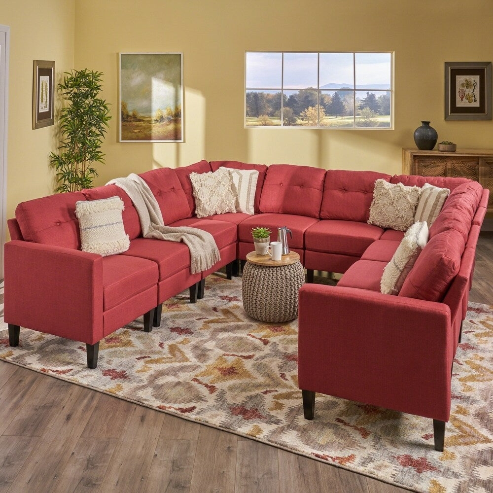 Delilah Mid Century Modern U-Shaped Sectional Sofa Set(Set 0f 10) by Christopher Knight Home
