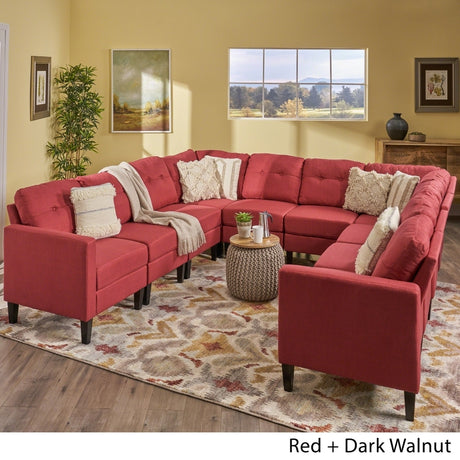 Delilah Mid Century Modern U-Shaped Sectional Sofa Set(Set 0f 10) by Christopher Knight Home