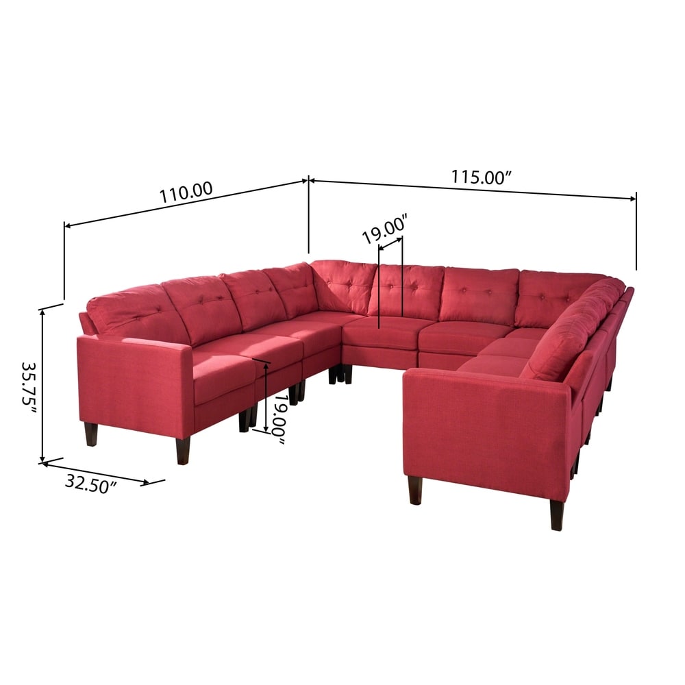 Delilah Mid Century Modern U-Shaped Sectional Sofa Set(Set 0f 10) by Christopher Knight Home