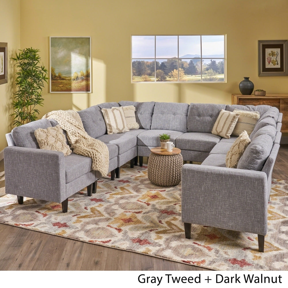 Delilah Mid Century Modern U-Shaped Sectional Sofa Set(Set 0f 10) by Christopher Knight Home