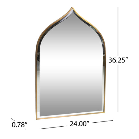 Delliah Contemporary Bell Shaped Wall Mirror by Christopher Knight Home - Mirror + Brushed Brass - 36.25" H x 24.00" W x 0.78" D