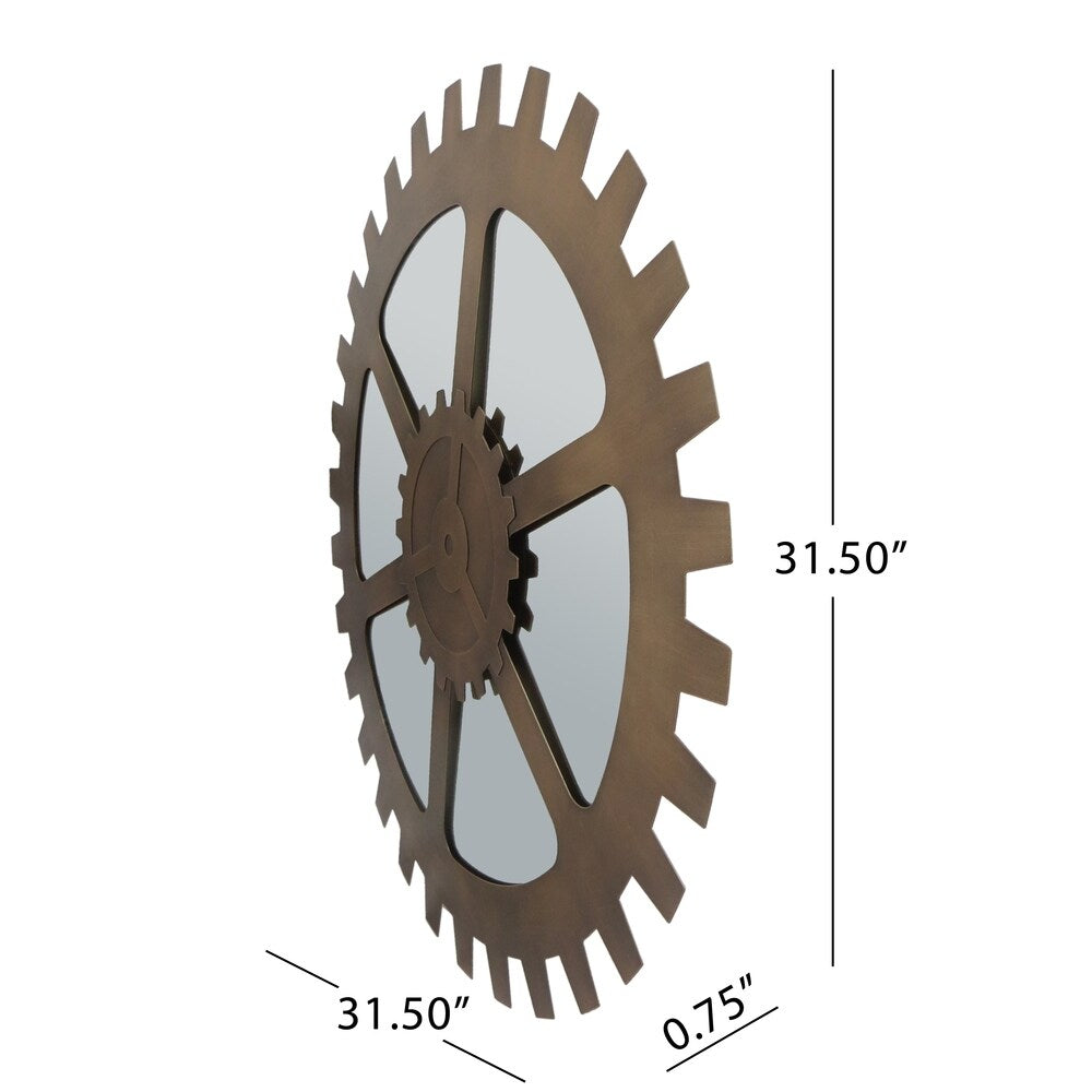 Delmore Industrial Gear Wall Mirror by Christopher Knight Home - N/A