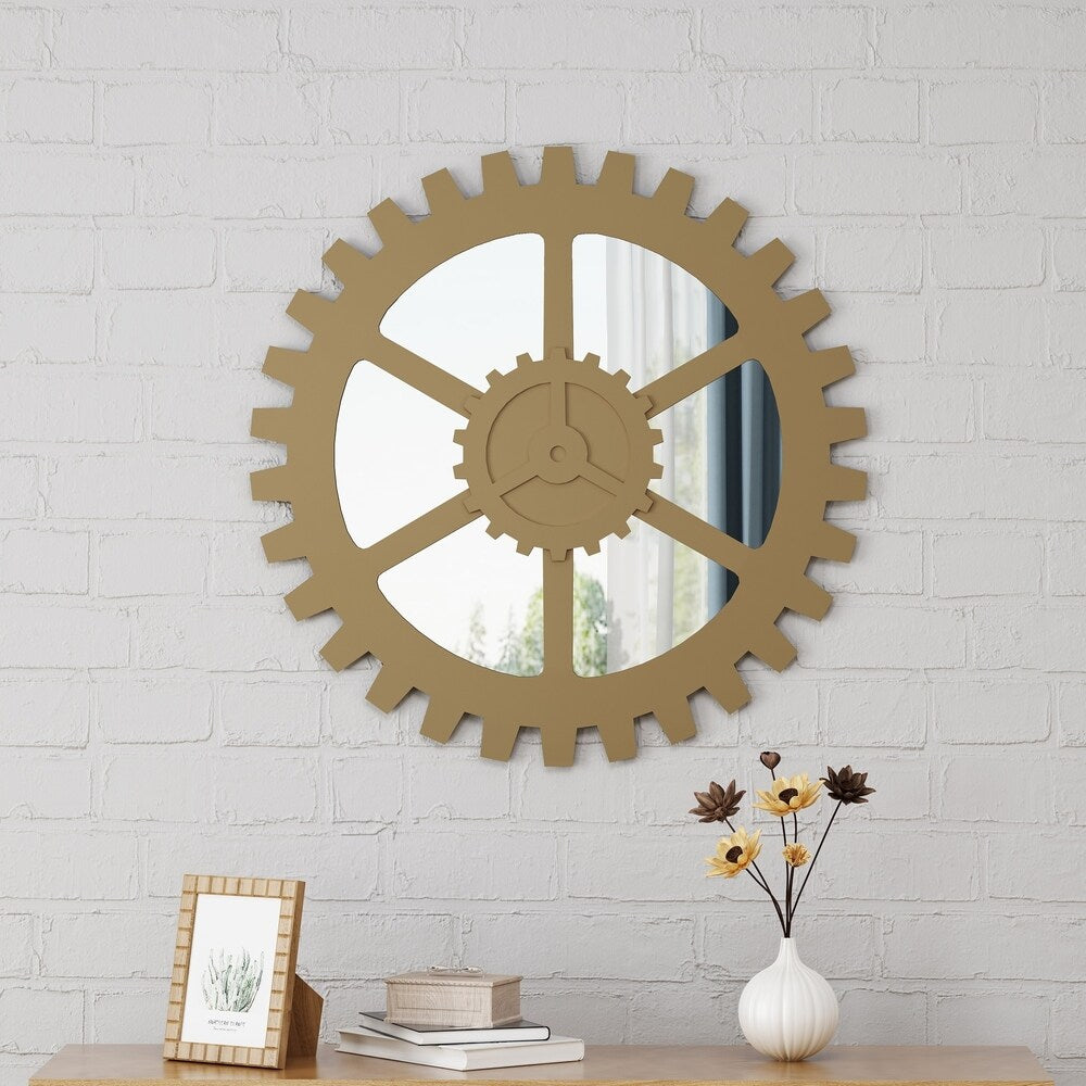 Delmore Industrial Gear Wall Mirror by Christopher Knight Home - N/A
