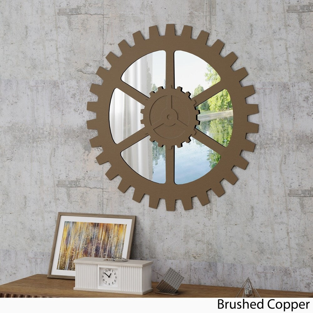 Delmore Industrial Gear Wall Mirror by Christopher Knight Home - N/A