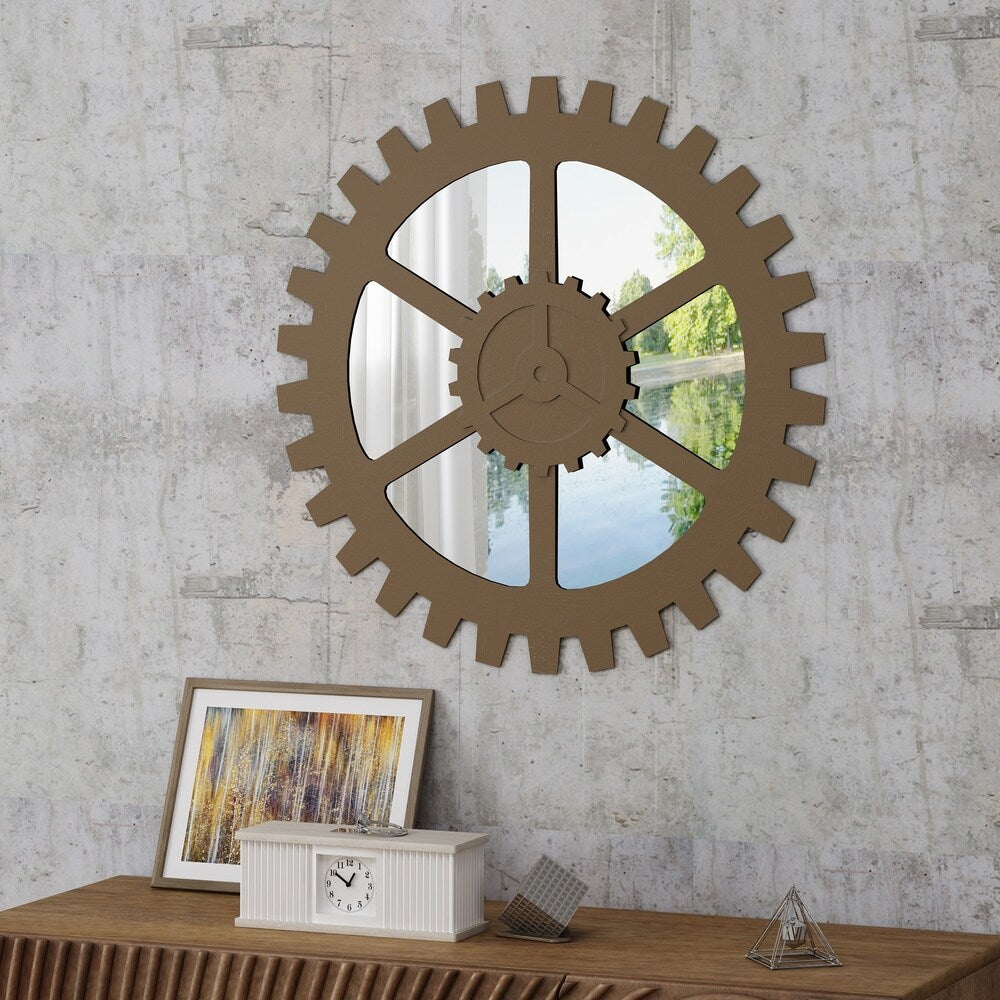 Delmore Industrial Gear Wall Mirror by Christopher Knight Home - N/A