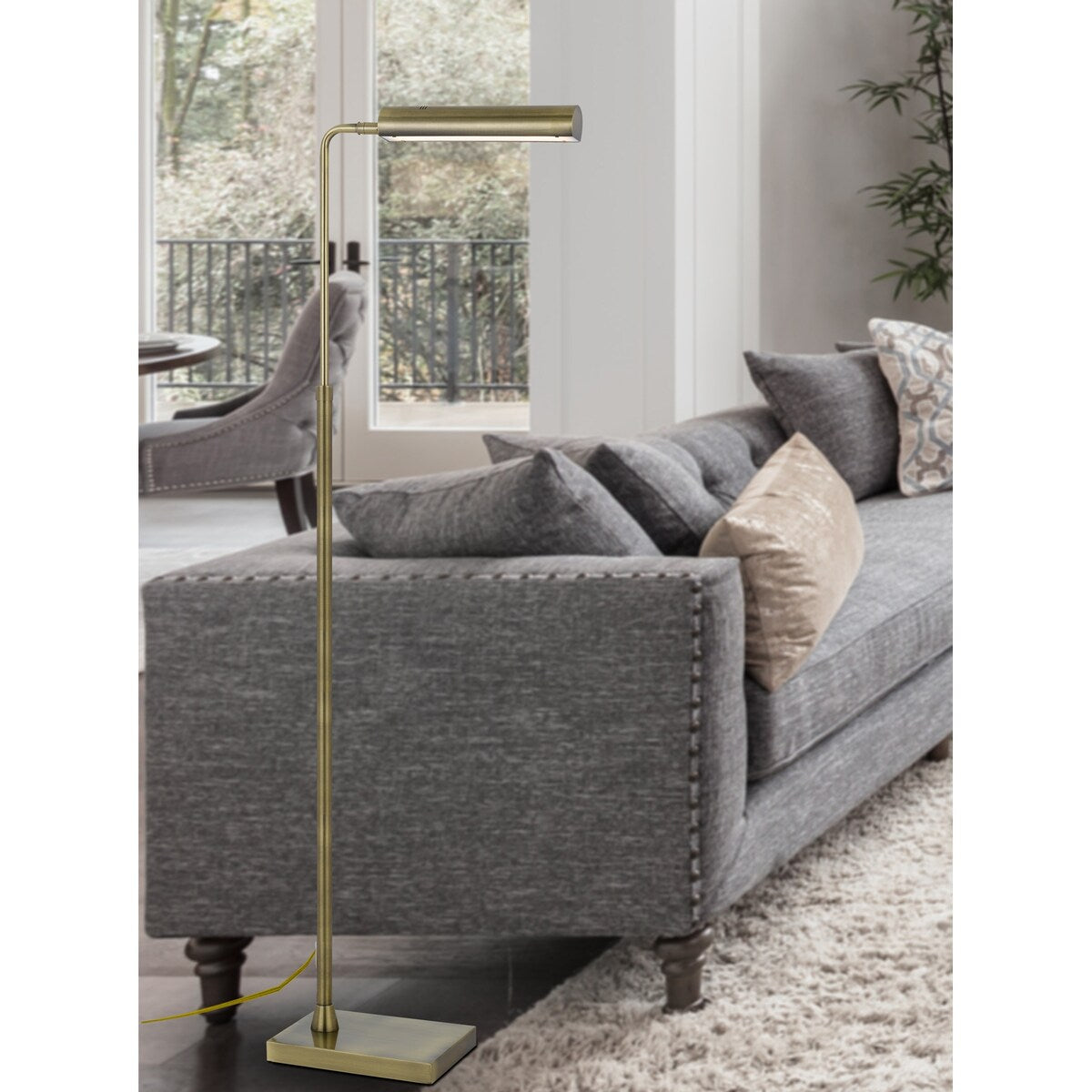 Delray 58" Height Antique Brass Metal Floor Lamp - One Size