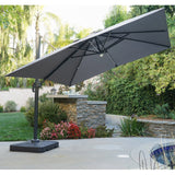 Delray Outdoor 9.7 ft. Canopy Umbrella with Base and Solar Light Strip by Christopher Knight Home