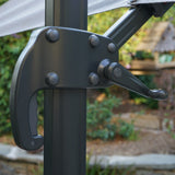 Delray Outdoor 9.7 ft. Canopy Umbrella with Base and Solar Light Strip by Christopher Knight Home