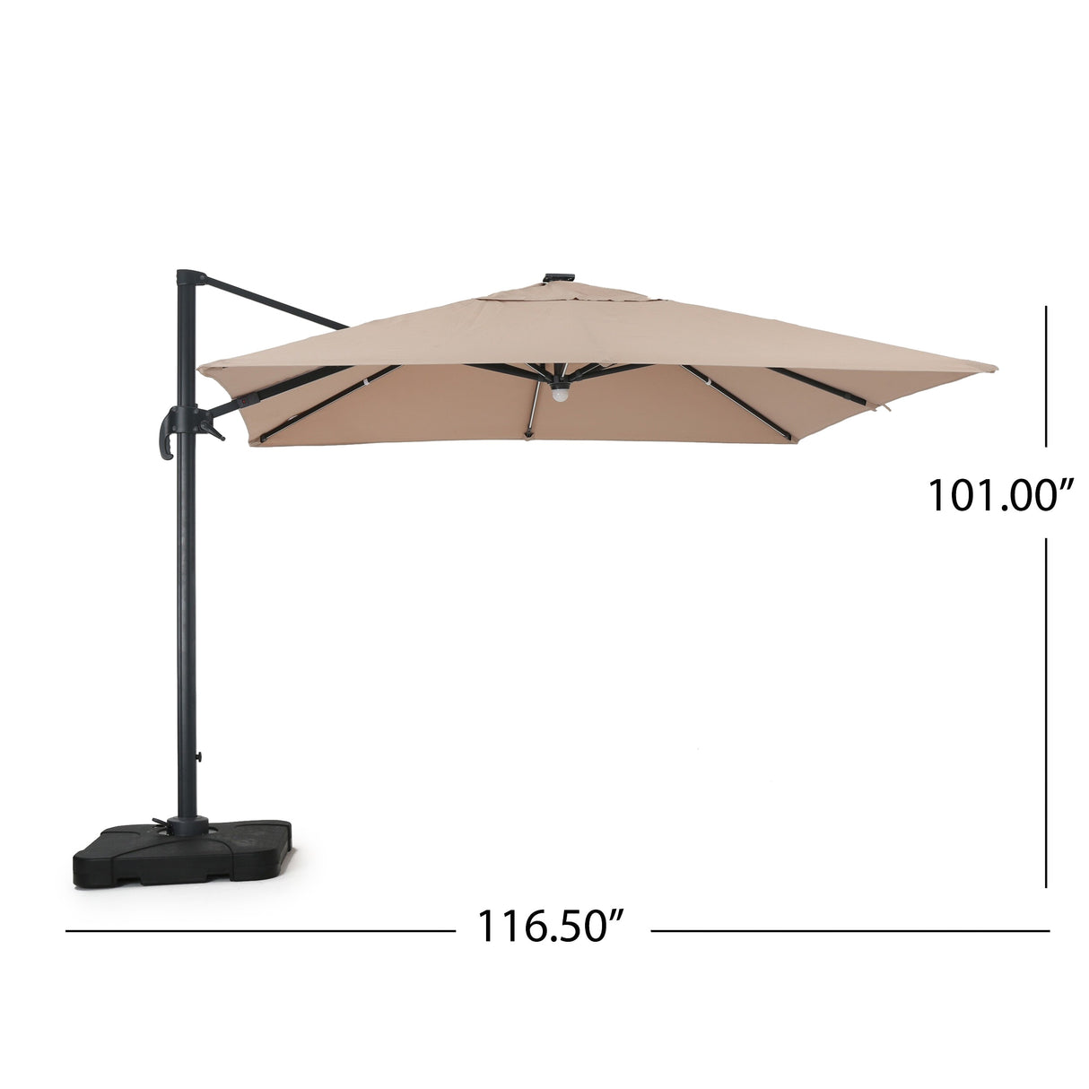 Delray Outdoor 9.7 ft. Canopy Umbrella with Base and Solar Light Strip by Christopher Knight Home