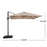 Delray Outdoor 9.7 ft. Canopy Umbrella with Base and Solar Light Strip by Christopher Knight Home