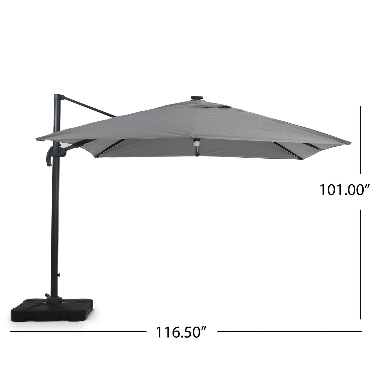 Delray Outdoor 9.7 ft. Canopy Umbrella with Base and Solar Light Strip by Christopher Knight Home